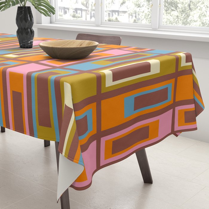 Eclectic Geometric Mid Century Modern Lexington Ave Pattern Tablecloth Gallery Image 3