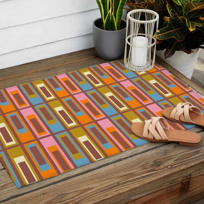 Eclectic Geometric Mid Century Modern Lexington Ave Pattern Outdoor Rug Gallery Image 2