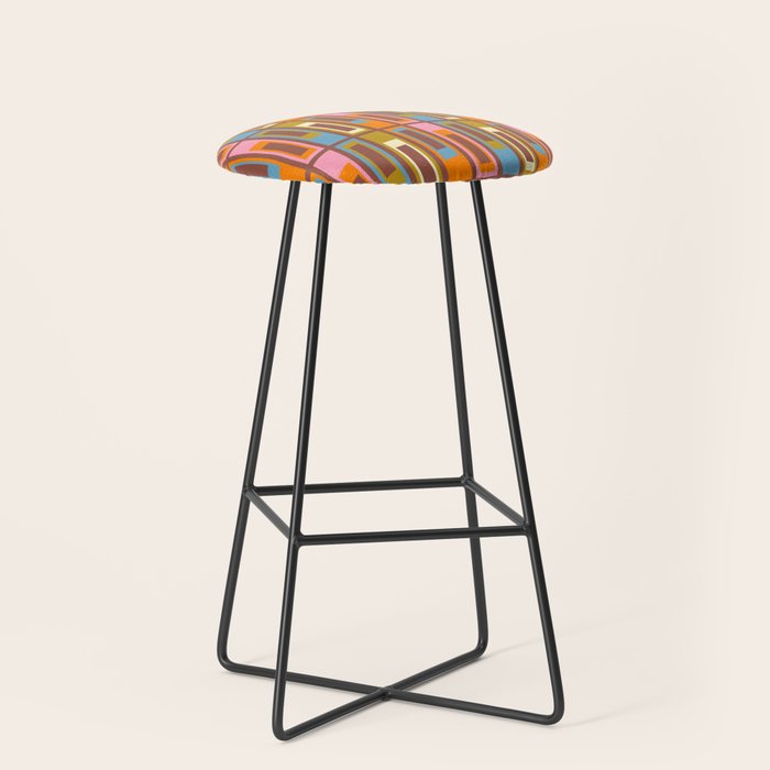 Eclectic Geometric Mid Century Modern Lexington Ave Pattern Stool Gallery Image 1