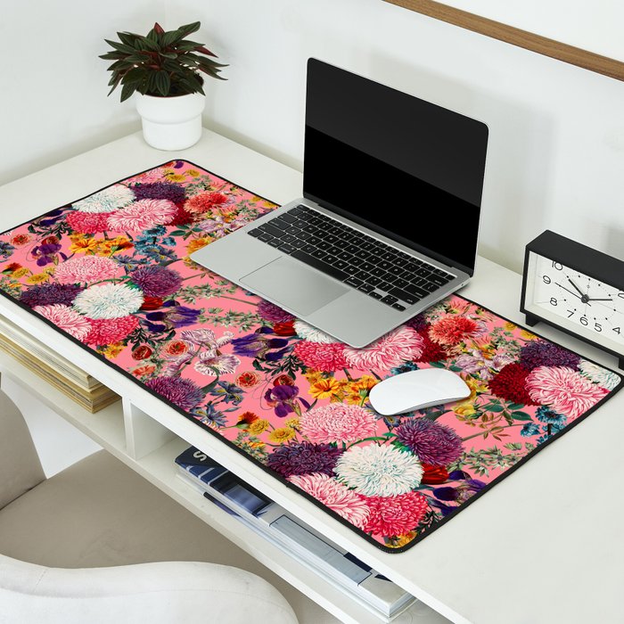 Floral Pink Pattern Desk Mat Gallery Image 2