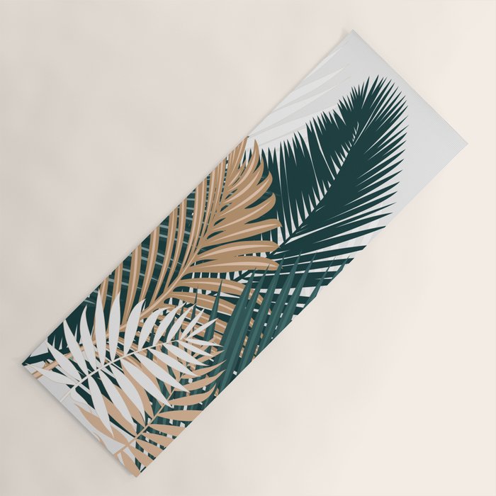 Gold and Green Palm Leaves Yoga Mat Gallery Image 1