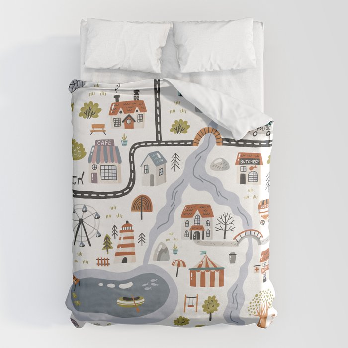 Town Map Duvet Cover Gallery Image 6