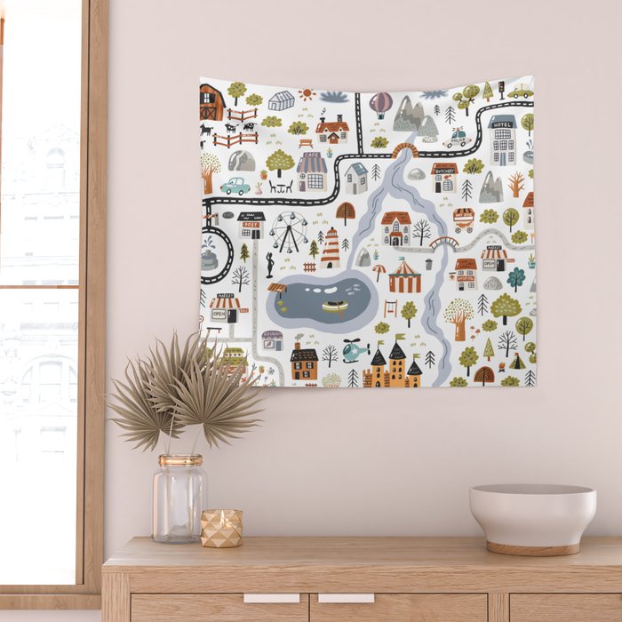 Town Map Wall Tapestry Gallery Image 2