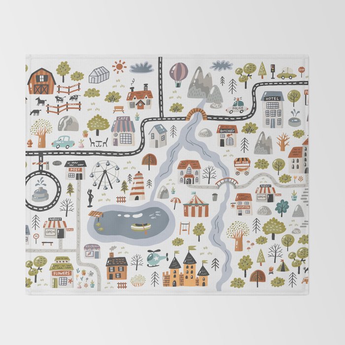 Town Map Throw Blanket Gallery Image 2