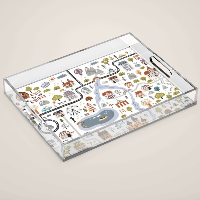 Town Map Acrylic Tray Gallery Image 1