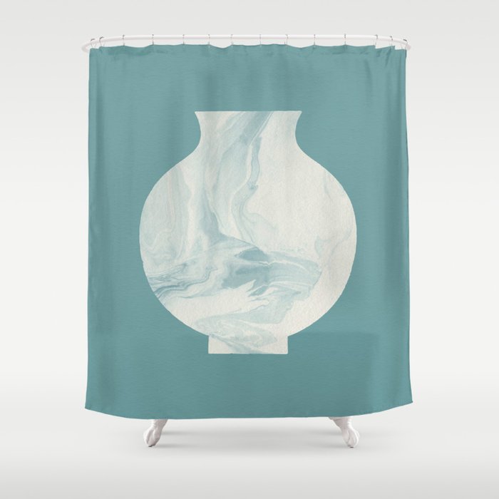 Marble Porcelain Vase - Jade Blue  Shower Curtain Gallery Image 1