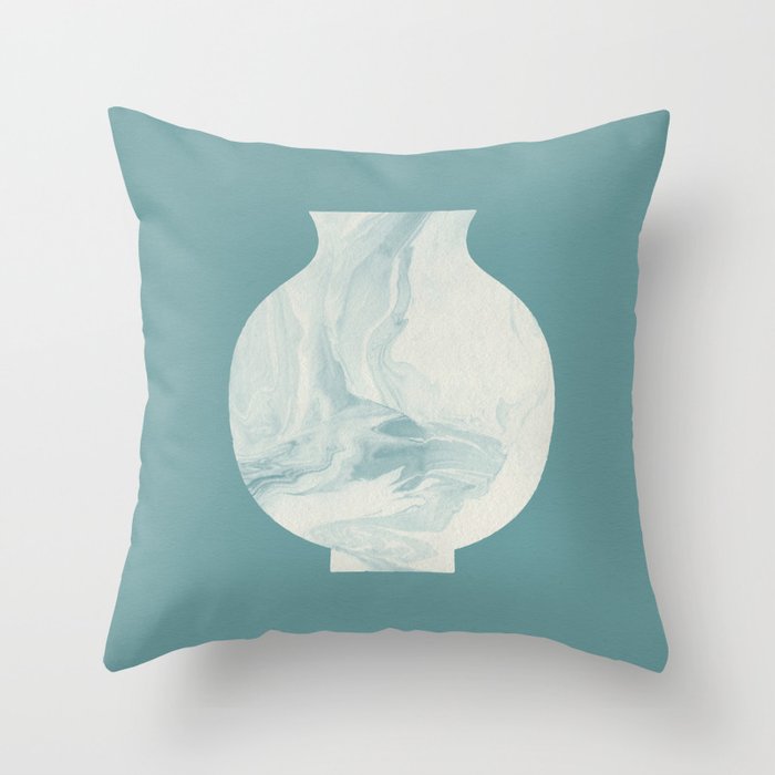 Marble Porcelain Vase - Jade Blue  Throw Pillow Gallery Image 6