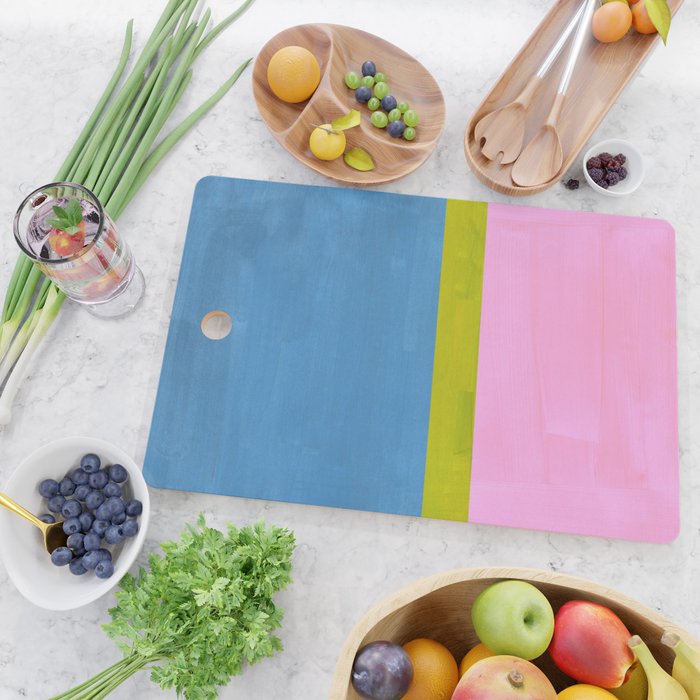 Childhood Dreams Sky Blue Lime Green Pastel Pink Colorfield  Cutting Board Gallery Image 2