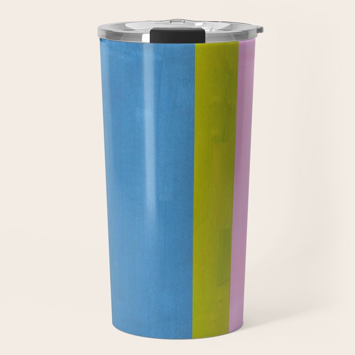 Childhood Dreams Sky Blue Lime Green Pastel Pink Colorfield  Travel Mug Gallery Image 1