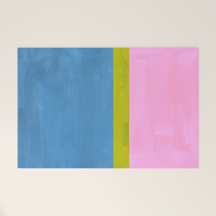 Childhood Dreams Sky Blue Lime Green Pastel Pink Colorfield  Welcome Mat Gallery Image 1
