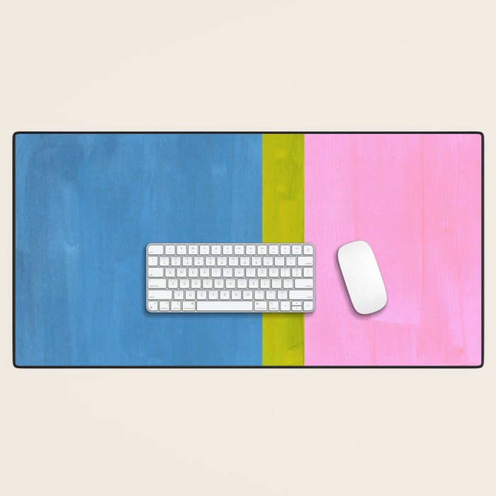 Childhood Dreams Sky Blue Lime Green Pastel Pink Colorfield  Desk Mat Gallery Image 1