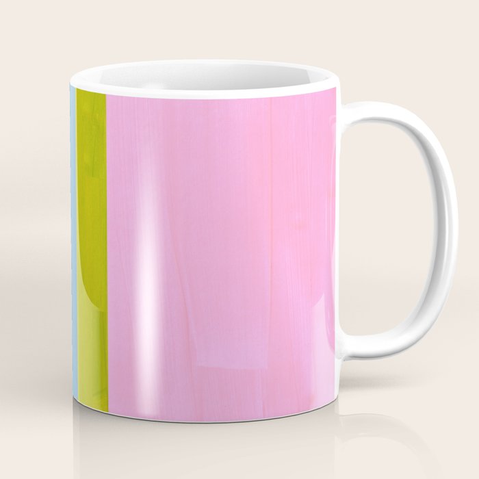 Childhood Dreams Sky Blue Lime Green Pastel Pink Colorfield  Coffee Mug Gallery Image 1