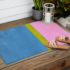 Childhood Dreams Sky Blue Lime Green Pastel Pink Colorfield  Outdoor Rug Gallery Image 2
