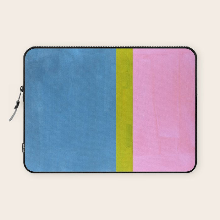 Childhood Dreams Sky Blue Lime Green Pastel Pink Colorfield  Laptop Sleeve Gallery Image 1