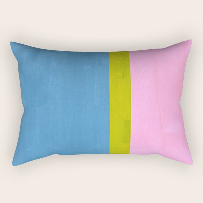 Childhood Dreams Sky Blue Lime Green Pastel Pink Colorfield  Rectangular Pillow Gallery Image 2