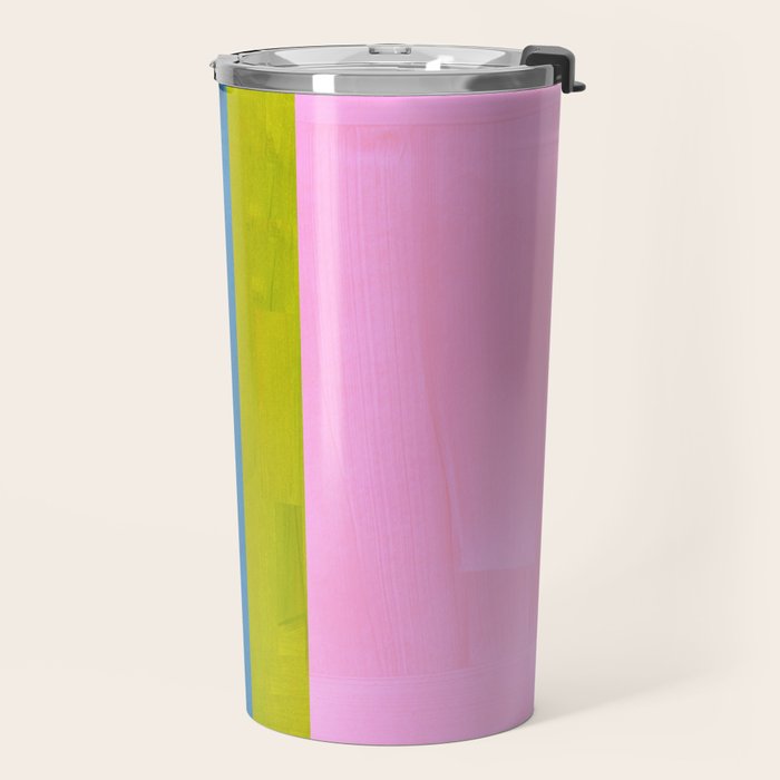 Childhood Dreams Sky Blue Lime Green Pastel Pink Colorfield  Travel Mug Gallery Image 2