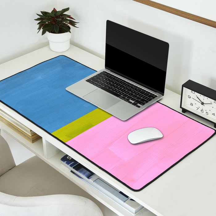 Childhood Dreams Sky Blue Lime Green Pastel Pink Colorfield  Desk Mat Gallery Image 2