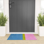 Childhood Dreams Sky Blue Lime Green Pastel Pink Colorfield  Welcome Mat Gallery Image 3