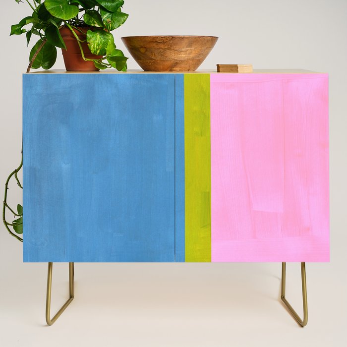 Childhood Dreams Sky Blue Lime Green Pastel Pink Colorfield  Credenza Gallery Image 1