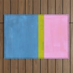Childhood Dreams Sky Blue Lime Green Pastel Pink Colorfield  Outdoor Rug Gallery Image 1