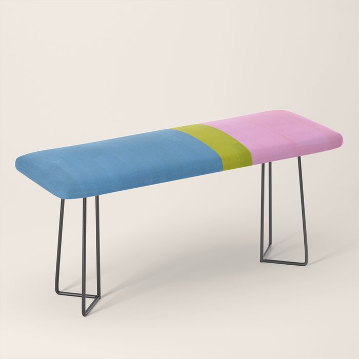 Childhood Dreams Sky Blue Lime Green Pastel Pink Colorfield  Bench Gallery Image 1