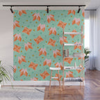 Origami Fortune Teller in Seafoam Green & Orange Wall Mural Gallery Image 1