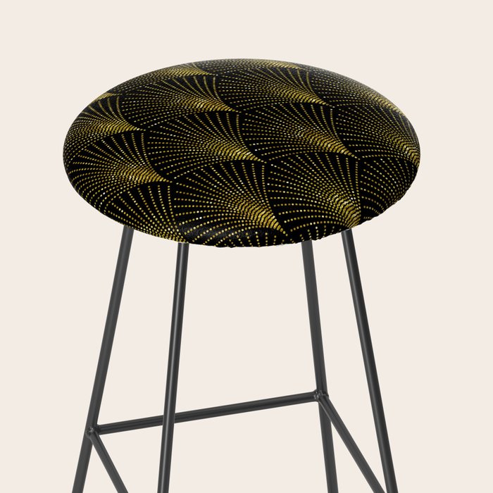 Back and gold art-deco geometric pattern Stool Gallery Image 2