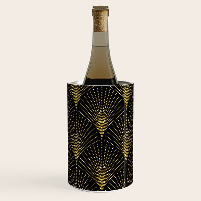 Back and gold art-deco geometric pattern Wine Chiller Gallery Image 1