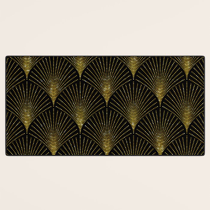 Back and gold art-deco geometric pattern Desk Mat Gallery Image 3