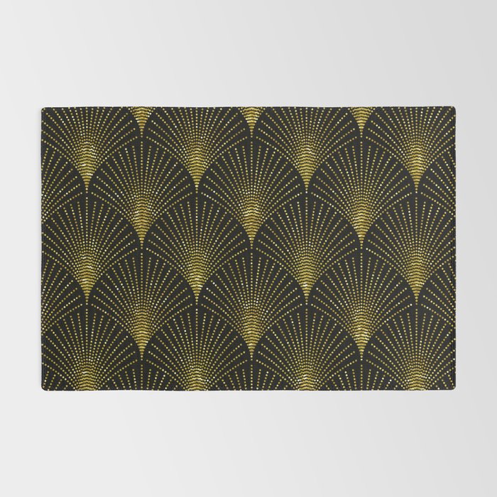 Back and gold art-deco geometric pattern Rug Gallery Image 2