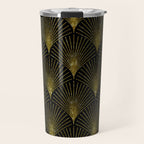 Back and gold art-deco geometric pattern Travel Mug Gallery Image 1