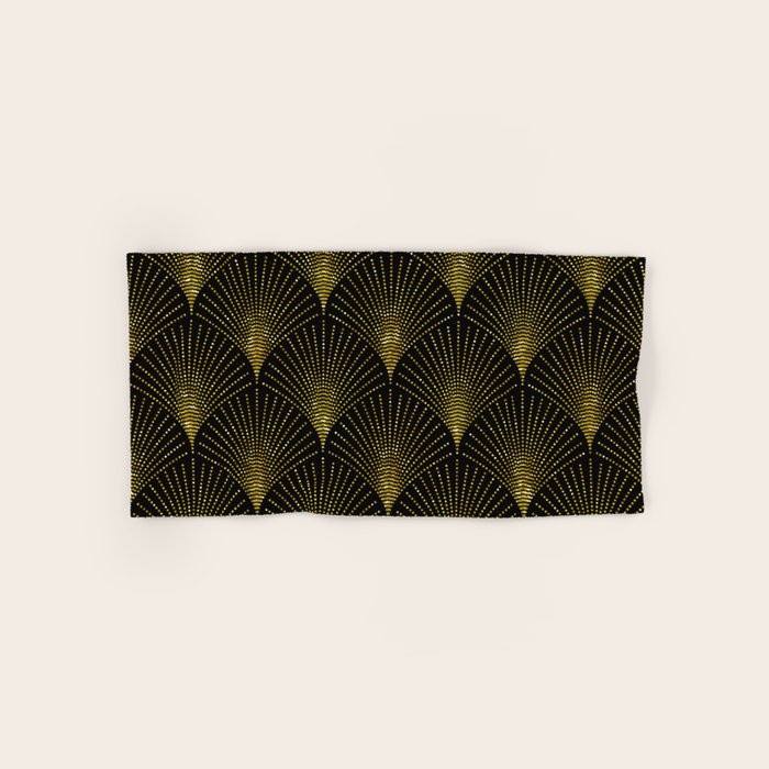 Back and gold art-deco geometric pattern Bath Towel Gallery Image 1