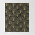 Back and gold art-deco geometric pattern Throw Blanket Gallery Image 2