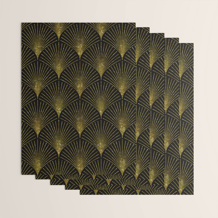 Back and gold art-deco geometric pattern Wrapping Paper Gallery Image 3