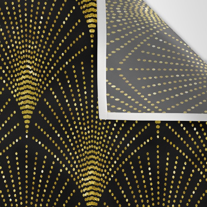 Back and gold art-deco geometric pattern Wall Tapestry Gallery Image 3
