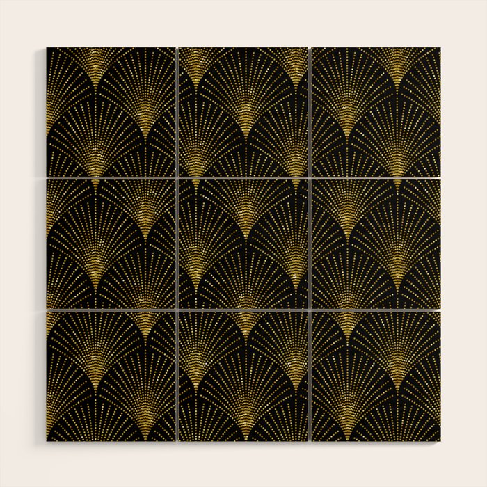 Back and gold art-deco geometric pattern Wood Wall Art Gallery Image 1