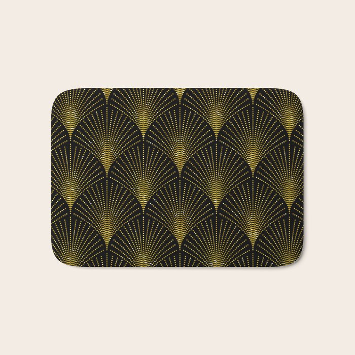 Back and gold art-deco geometric pattern Bath Mat Gallery Image 1