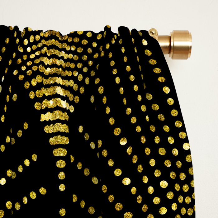 Back and gold art-deco geometric pattern Window Curtain Gallery Image 2