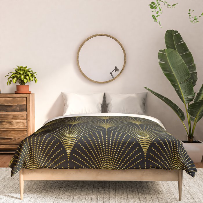 Back and gold art-deco geometric pattern Comforter Gallery Image 3
