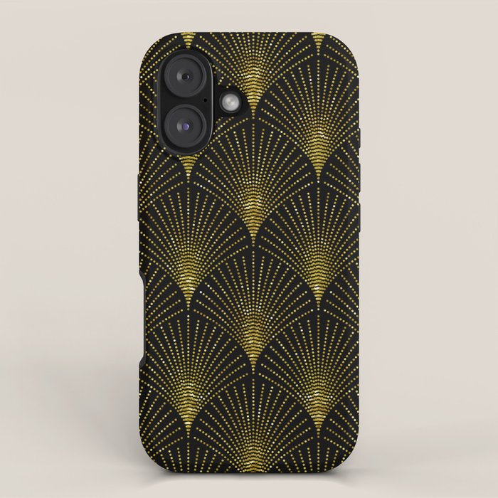 Back and gold art-deco geometric pattern iPhone Case Gallery Image 1
