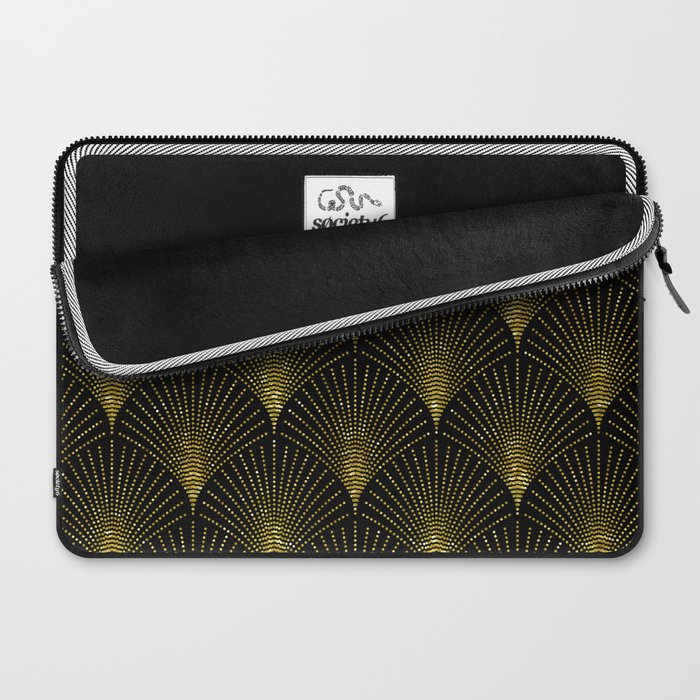 Back and gold art-deco geometric pattern Laptop Sleeve Gallery Image 2
