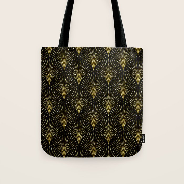Back and gold art-deco geometric pattern Tote Bag Gallery Image 1