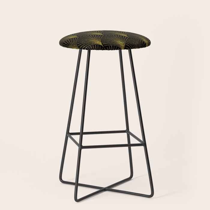 Back and gold art-deco geometric pattern Stool Gallery Image 1