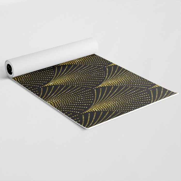 Back and gold art-deco geometric pattern Yoga Mat Gallery Image 2