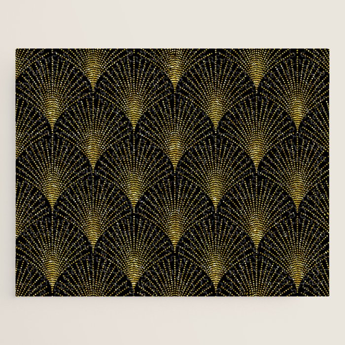 Back and gold art-deco geometric pattern Jigsaw Puzzle Gallery Image 1
