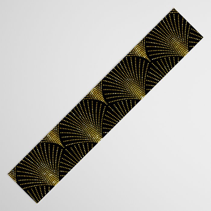 Back and gold art-deco geometric pattern Table Runner Gallery Image 3