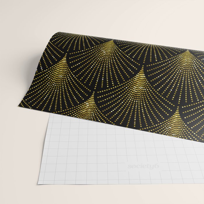 Back and gold art-deco geometric pattern Wrapping Paper Gallery Image 2