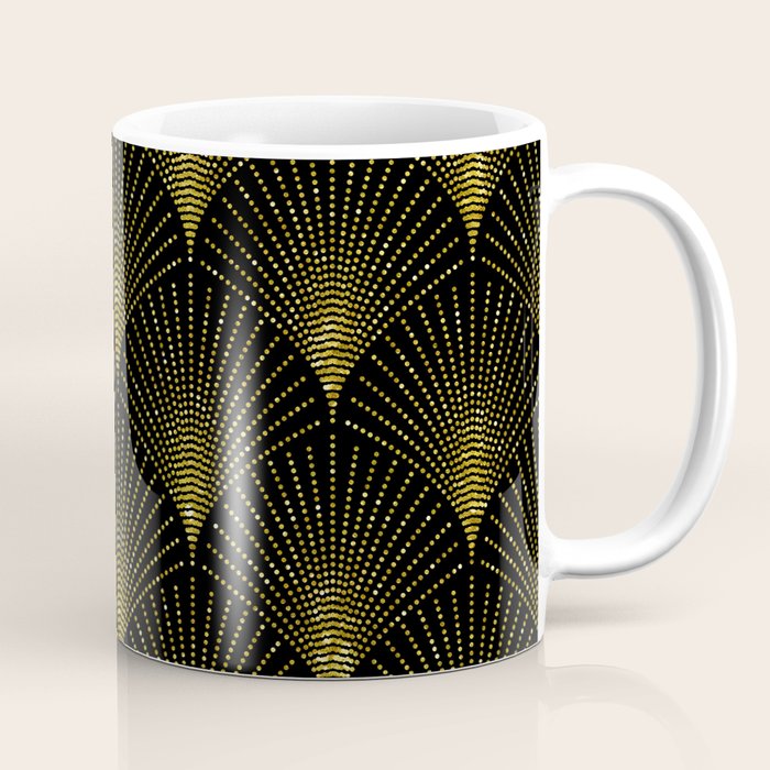 Back and gold art-deco geometric pattern Coffee Mug Gallery Image 1