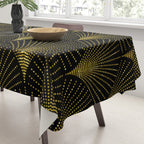 Back and gold art-deco geometric pattern Tablecloth Gallery Image 3