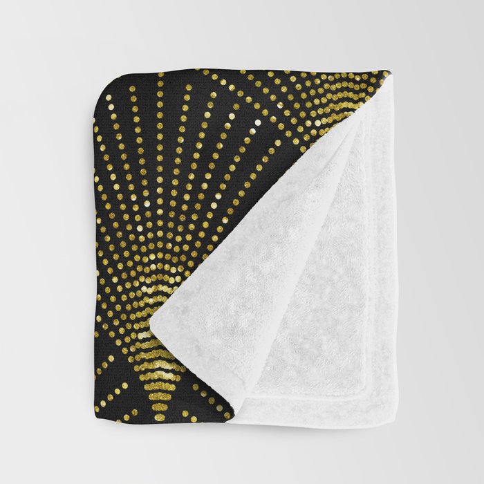 Back and gold art-deco geometric pattern Throw Blanket Gallery Image 3